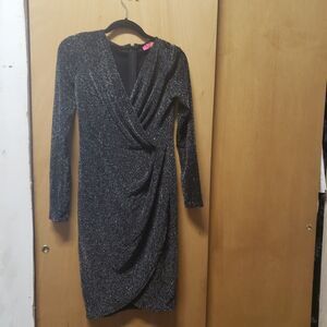 Catherine Malandrino black silver dress size 6. Preowned